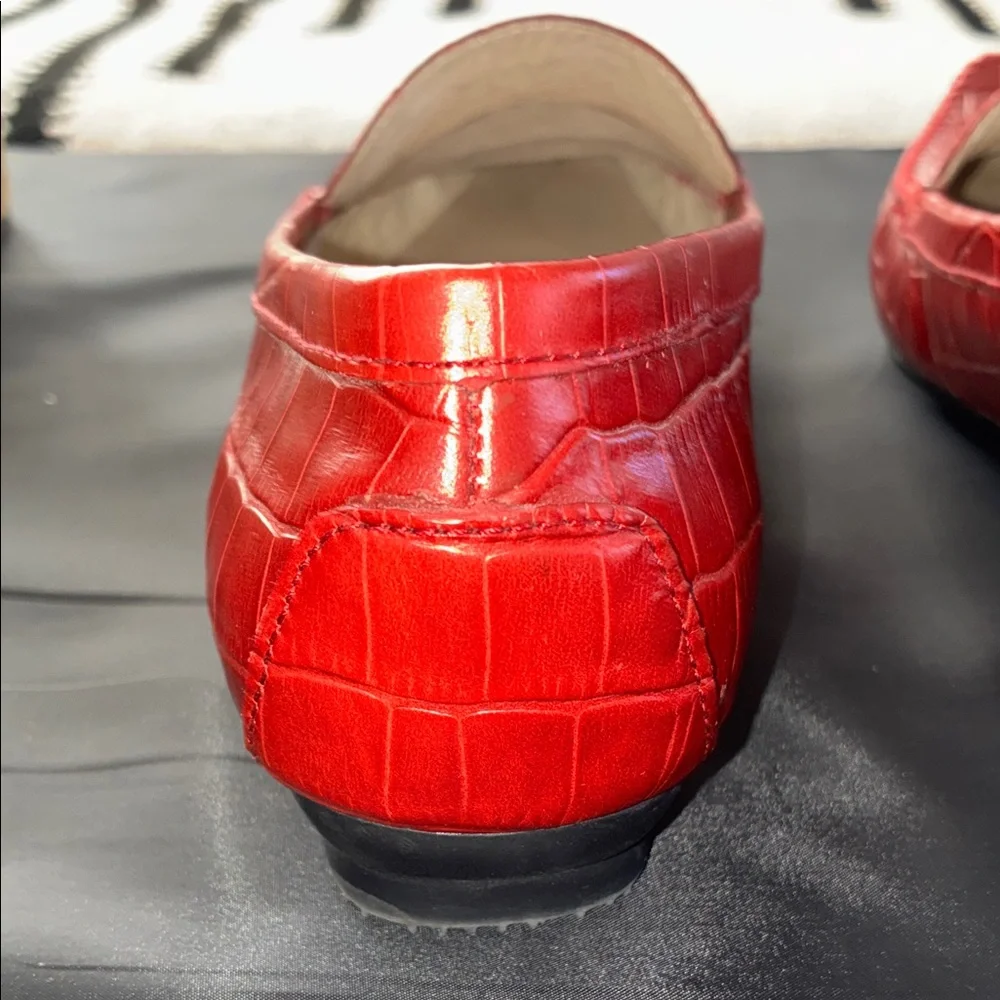 Nicole Women's Vibrant Red Croc-Embossed Flats - Picture 6 of 10